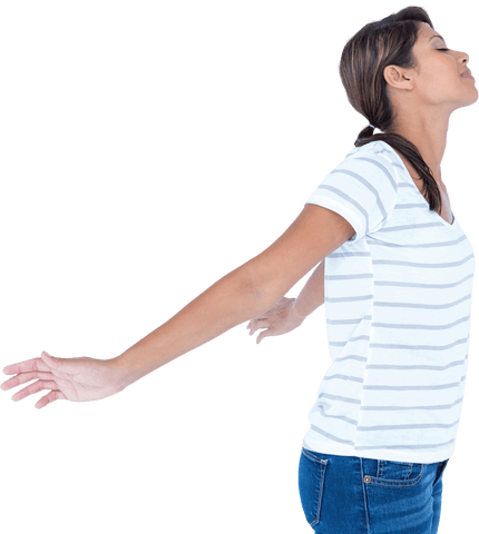 Side Profile Relaxed Woman with Outstretched Arms Transparent Background - Download Free Stock Videos Pikwizard.com