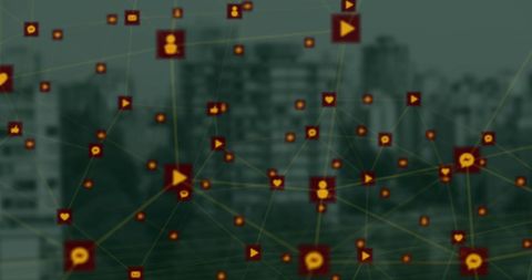Digital Icons Network Overlay Cityscape for Global Connectivity Theme - Download Free Stock Images Pikwizard.com