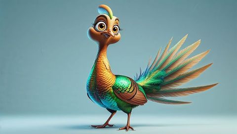 Stylized animated bird animal character in cartoon fantasy art