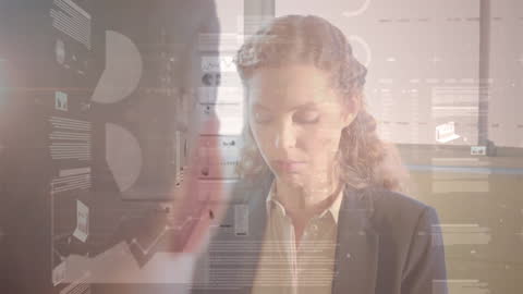 Business Executive Analyzing Financial Data Visualization