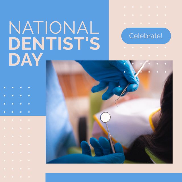 Celebrating National Dentist's Day with Dental Examination - Download Free Stock Templates Pikwizard.com