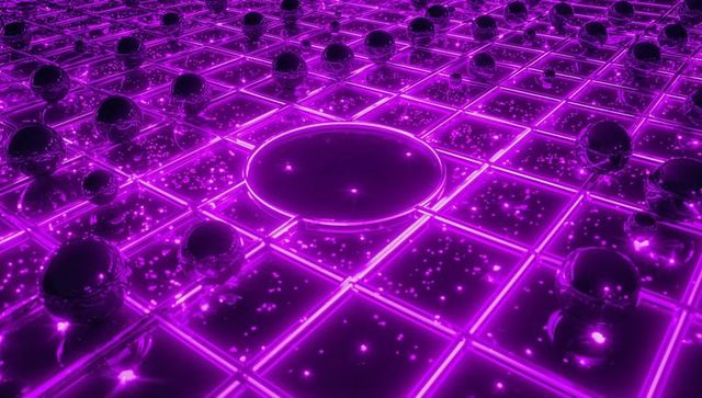 Futuristic Neon Grid with Glowing Central Disc