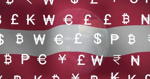 Global Economy Concepts Illustrated with Currency Symbols and Earth