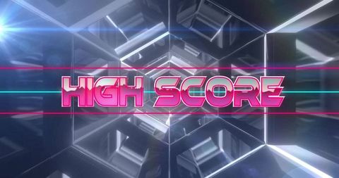 Futuristic 3D High Score Text in Neon Light Tunnel