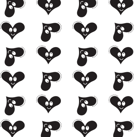 Romantic Heart Pattern with Expressions on Transparent Background