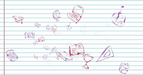 Educational Icons on Lined Paper Background - Download Free Stock Images Pikwizard.com