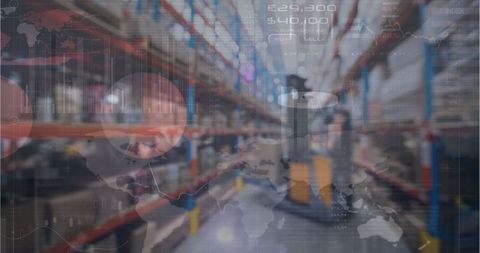 Global Shipping Data Overlay Warehouse Concept - Download Free Stock Images Pikwizard.com