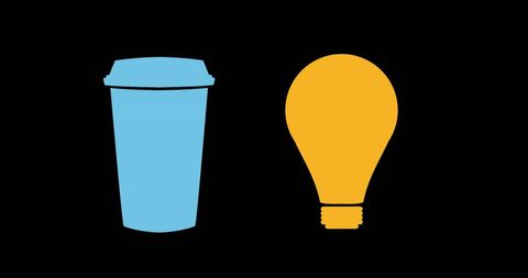 Minimalist Illustration of Coffee Cup and Light Bulb on Black - Download Free Stock Images Pikwizard.com