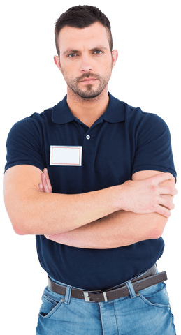 serious man with arms crossed wearing casual outfit on transparent background - Download Free Stock Videos Pikwizard.com