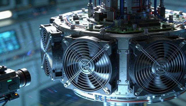 Spinning high-performance cooling module with axial fans and exposed pcbs