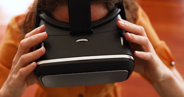 Woman Experiencing Virtual Reality with Headset - Download Free Stock Images Pikwizard.com