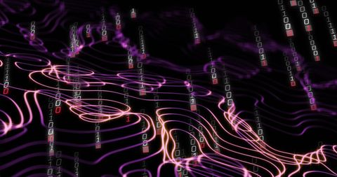 Binary Code Flow Above Futuristic Network - Download Free Stock Images Pikwizard.com