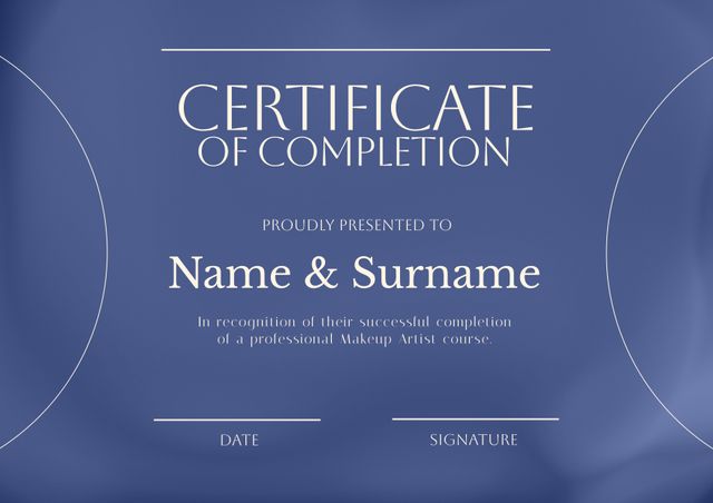 Certificate of Completion Template with Blue Gradient Background - Download Free Stock Templates Pikwizard.com