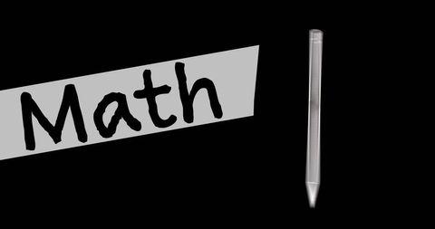 Stylized math text and pen on black background