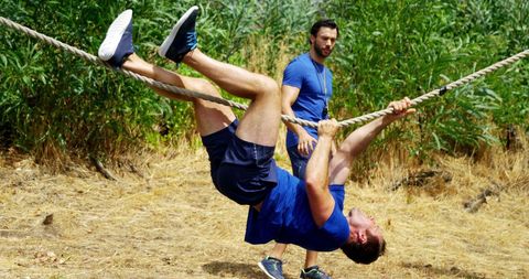 Outdoor Fitness Training with Rope Climbing and Coaching - Download Free Stock Images Pikwizard.com