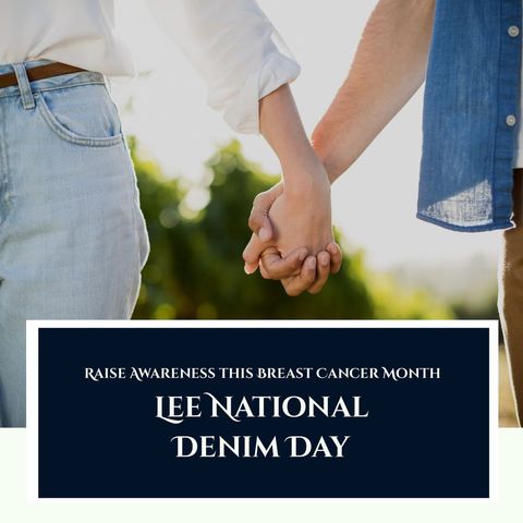 couple holding hands promoting lee national denim day - Download Free Stock Templates Pikwizard.com