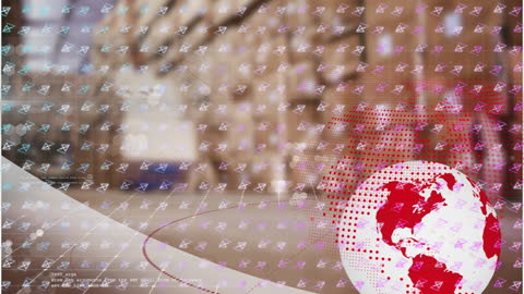 Digital Network with Globe and Data Processing in Industrial Hub