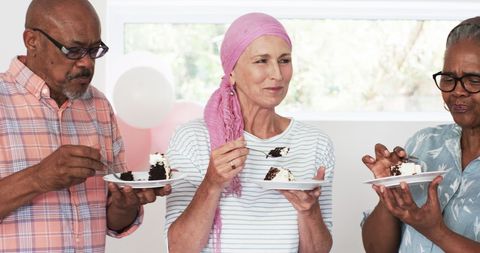 Senior Friends Enjoying Dessert Together, Cherishing Life's Moments