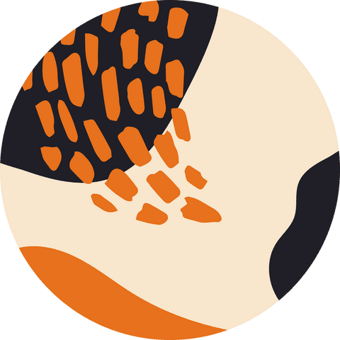 Abstract circle design with black and orange spots transparent vector