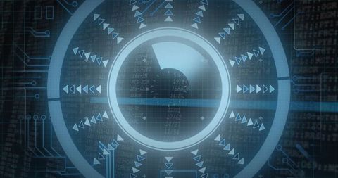 Futuristic Cyber Interface with Rotating Circular Gauge