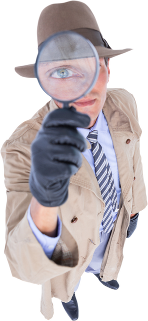 Transparent Spy Investigating Clue Using Magnifying Glass - Download Free Stock Videos Pikwizard.com