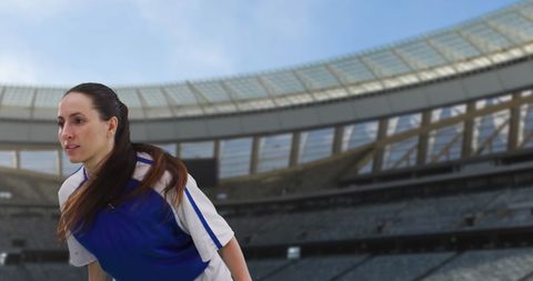 Female Athlete Active in Soccer Stadium Competition