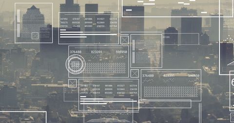 Abstract Data Interfaces Over Urban Cityscape - Download Free Stock Images Pikwizard.com