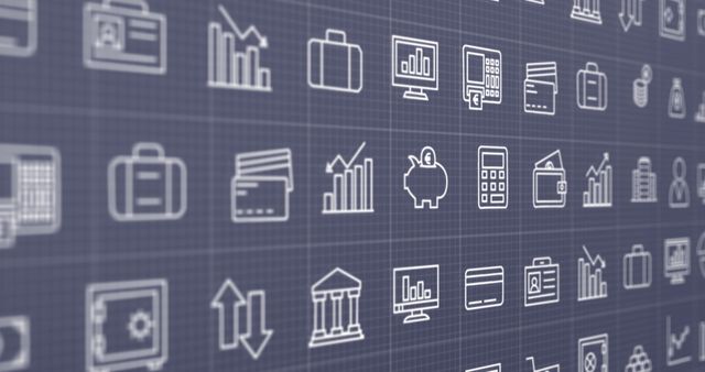 Digital Business and Finance Icons on Grey Background - Download Free Stock Images Pikwizard.com