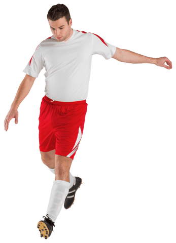 Transparent Football Player in Action White Jersey and Red Shorts