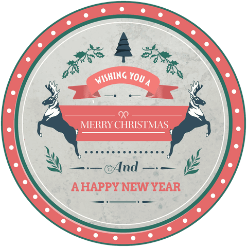 Vintage Christmas Greeting Illustration on Transparent Background