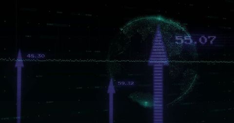 Digital World and Arrow Growth Symbolizing Data Success