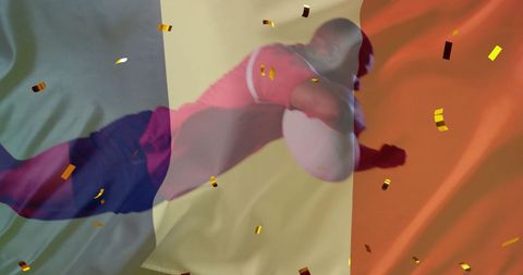 Rugby passion and french pride celebrated with confetti