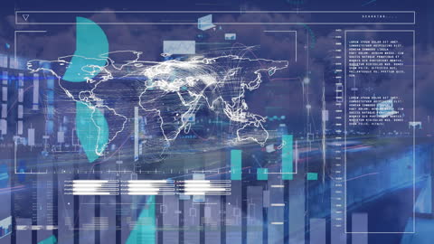 Global Financial Data Visuals Merging with City Traffic