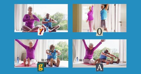 Senior Couple Practicing Yoga at Home for Healthy Lifestyle