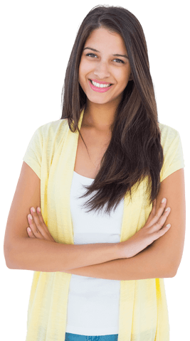 Happy Transparent Woman with Folded Arms Wearing Yellow Top - Download Free Stock Videos Pikwizard.com