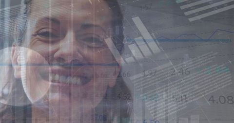 Healthcare professional with digital data interface overlay