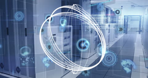 Futuristic Technology Sphere Floating in Data Center