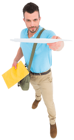 Man Delivering Symbolizing Communication on Transparent - Download Free Stock Videos Pikwizard.com