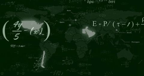 Global Science Interface with Math Equations on World Map - Download Free Stock Images Pikwizard.com