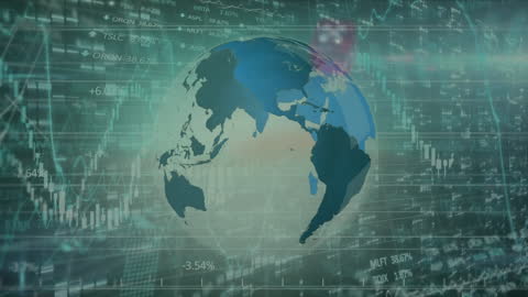 Globe and Financial Data Visualization with Digital Interface