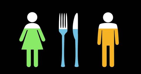 Food and gender symbol illustration with vibrant colors