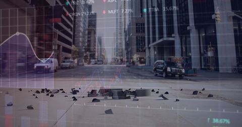 cityscape integrated with financial data and crushing pound visual - Download Free Stock Images Pikwizard.com