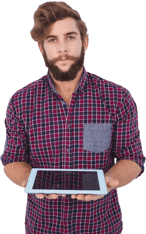 transparent portrait of bearded man with tablet - Download Free Stock Videos Pikwizard.com