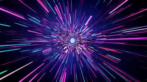 Neon Light Tunnel Creating Warp Drive Experience
