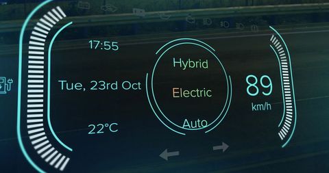 Futuristic Car Dashboard With Hybrid Mode Display - Download Free Stock Images Pikwizard.com