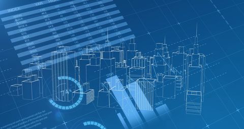 High-Tech Urban Cityscape with Digital Data Visualization - Download Free Stock Images Pikwizard.com