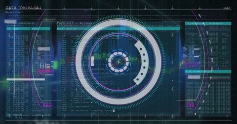 Futuristic Data Terminal Interface With Coding Elements - Download Free Stock Images Pikwizard.com