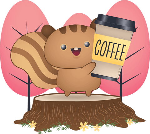 cheerful cartoon squirrel holding coffee on transparent background - Download Free Stock Videos Pikwizard.com