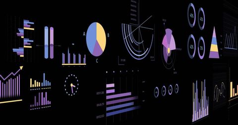 Digital Financial Data Analysis with Infographics on Black Background - Download Free Stock Images Pikwizard.com