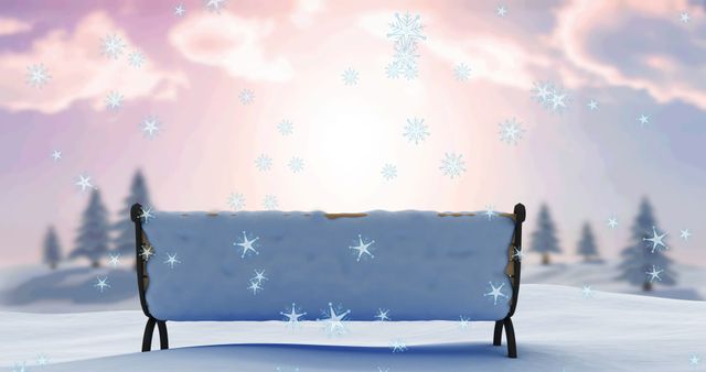 Snowfall Over Bench in Tranquil Winter Landscape with Snowflakes - Download Free Stock Images Pikwizard.com